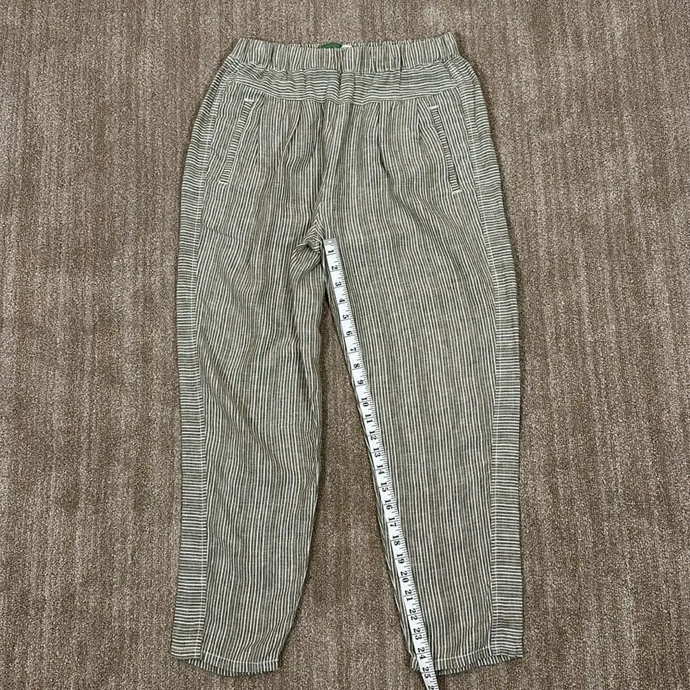 Anthropologie Summer Linen Striped Loose Comfort Elastic Waist Pants Women Small